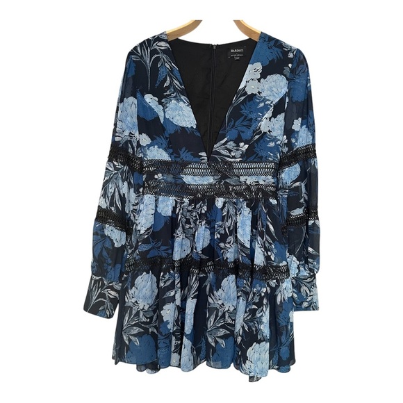 Bardot Women's Hallie Braid-Trimmed Floral Mini Dress. Sz: L - Picture 4 of 14